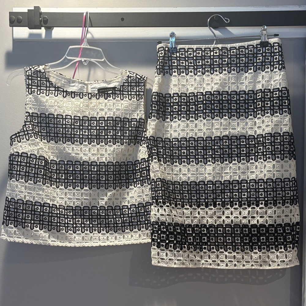 Banana Republic Black and White Patterned Top Set